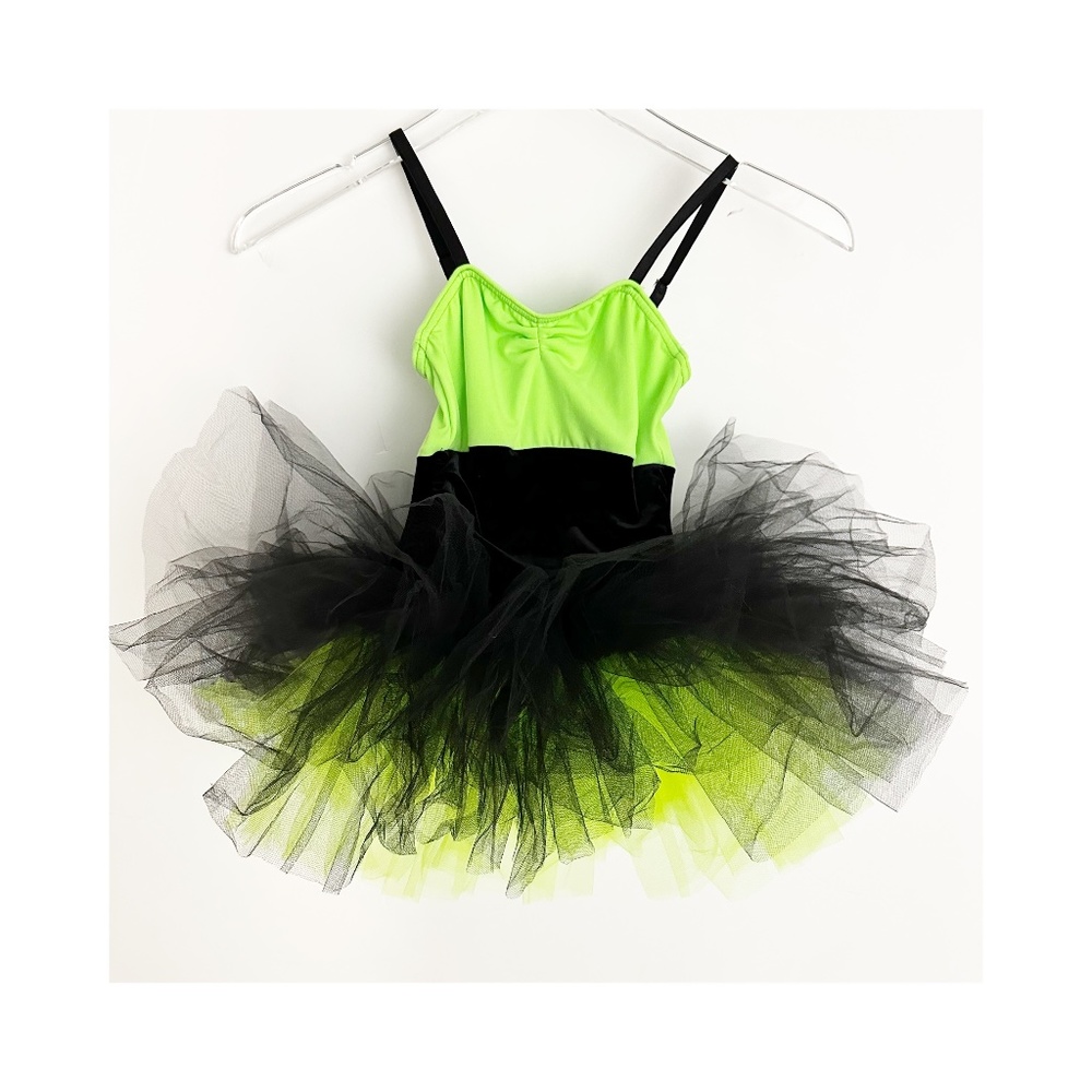Cicci neon green & black dancewear Dance Costume tutu size child girls 6X 7